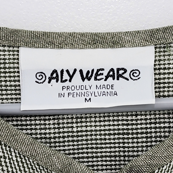 Aly Wear Women's 100% Linen Houndstooth Button Front Top Lagenlook- M - Picture 3 of 8
